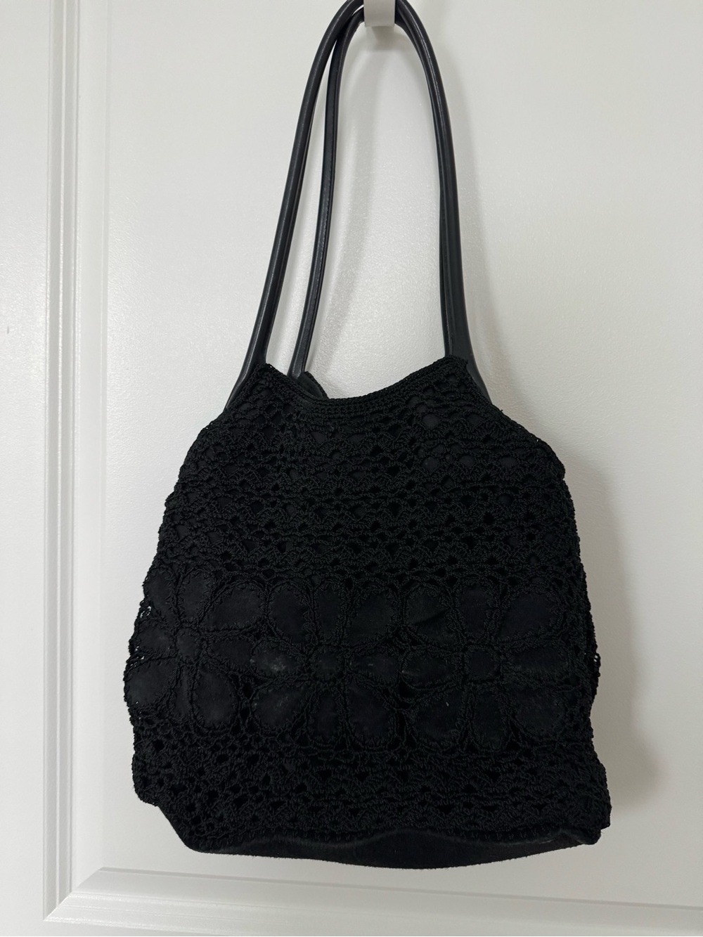 Nine West Black Crochet Shoulder Tote